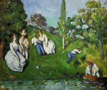 池のほとりでくつろぐカップル ポール・セザンヌ Oil Paintings